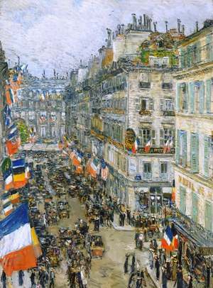 Childe Hassam, On July Fourteenth, Rue Daunou, 1910, Painting on canvas