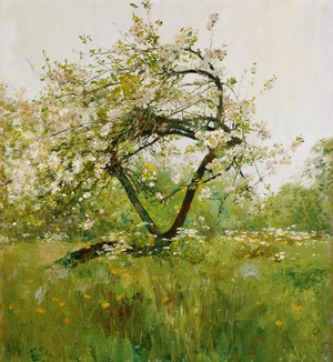 Childe Hassam, Peach Blossoms—Villiers-le-Bel, Painting on canvas