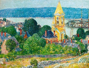 Childe Hassam, Shingling the First Baptist Church, Gloucester, Painting on canvas