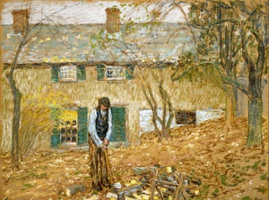 Childe Hassam, Woodchopper, Painting on canvas