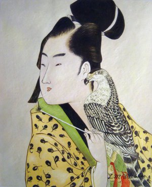 Choensai Eishin, Falconer, Painting on canvas