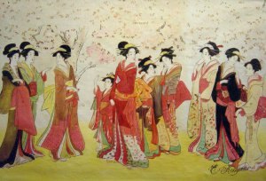 Reproduction oil paintings - Chokosai Eisho - Hanogi From The Ogiya Establishment And Others