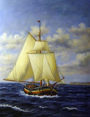 Christoffer Wilhelm Eckersberg, En Dansk Yacht Passerer Stevens, Painting on canvas