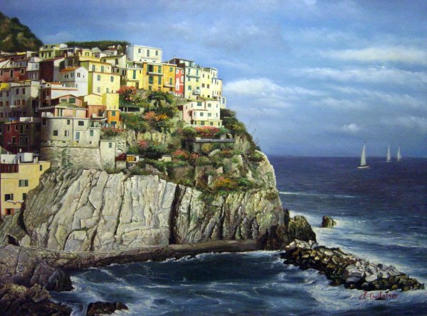 Cinque Terre, Italy. The painting by Our Originals