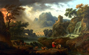 Claude-Joseph Vernet, Mountain Landscape with an Approaching Storm, Painting on canvas