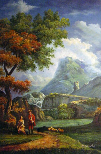 Shepherd In The Alps. The painting by Claude-Joseph Vernet