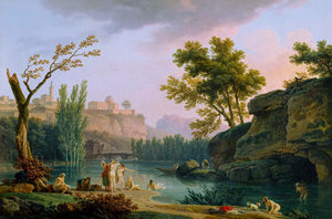 Claude-Joseph Vernet, Summer Evening, Landscape in Italy, Painting on canvas