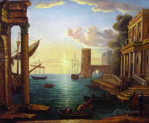Reproduction oil paintings - Claude Lorrain - The Seaport With The Embarkation Of The Queen Of Sheba