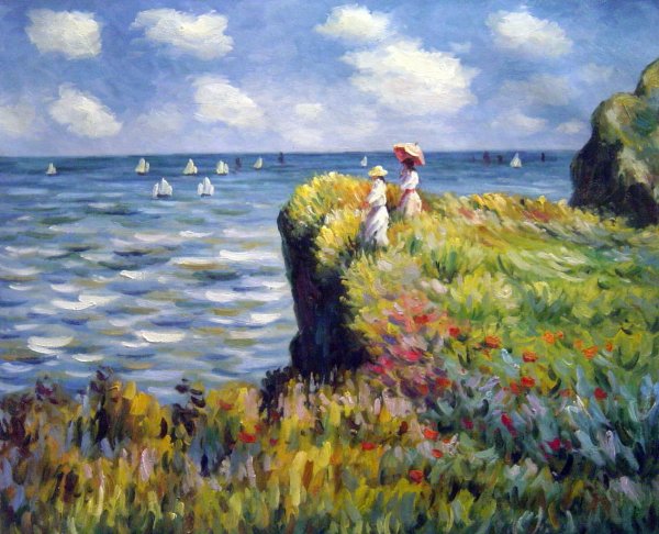 A Cliff Walk, Pourville. The painting by Claude Monet