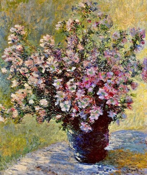 Claude Monet, A Bouquet of Mallows, Painting on canvas