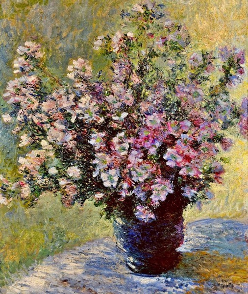 A Bouquet of Mallows. The painting by Claude Monet