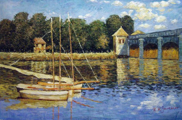 A Bridge At Argenteuil. The painting by Claude Monet