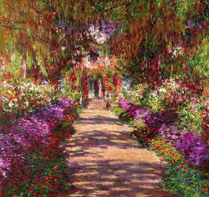 A Beautiful Garden Pathway in Monet's Garden Oil Painting by Claude Monet - Best Seller