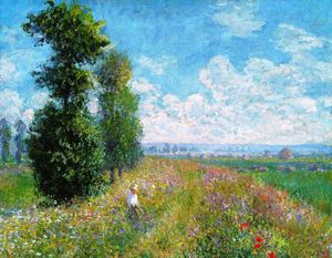A Meadow with Poplars, Claude Monet, Art Paintings