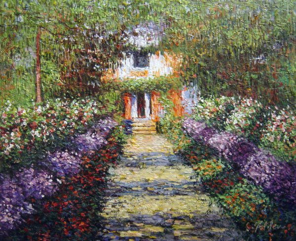 A Pathway In Monet's Garden At Giverny. The painting by Claude Monet