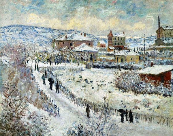 A View of Argenteuil in the Snow. The painting by Claude Monet