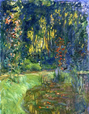 Claude Monet, A Water Lily Pond at Giverny, Painting on canvas