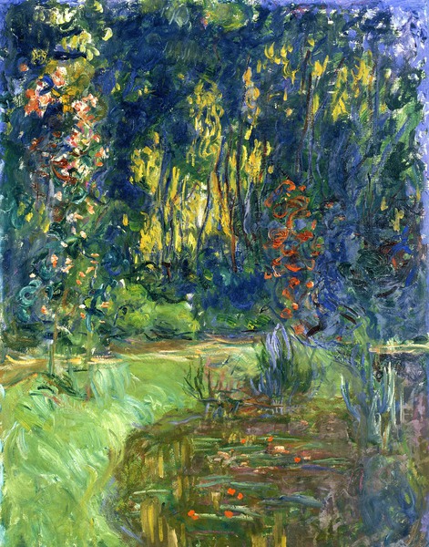 A Water Lily Pond at Giverny. The painting by Claude Monet
