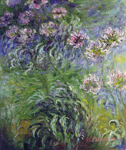 Agapanathus. The painting by Claude Monet