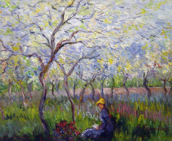 An Orchard In Spring. The painting by Claude Monet