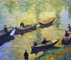 Claude Monet, Anglers On The Seine At Poissy, Painting on canvas