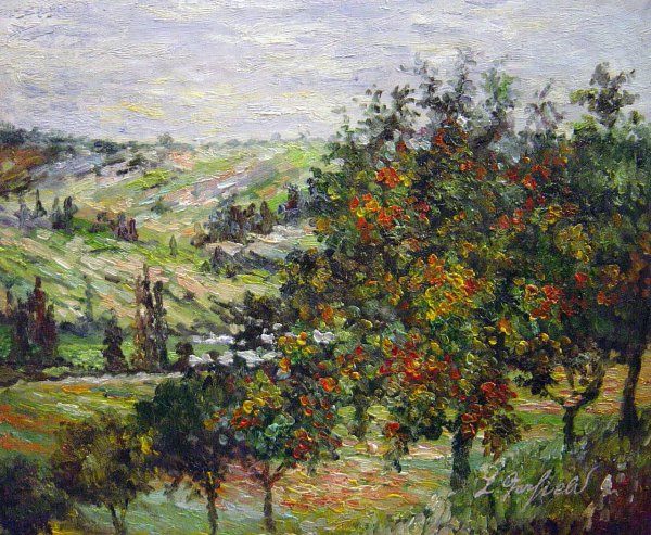 Apple Trees Near Vetheuil. The painting by Claude Monet
