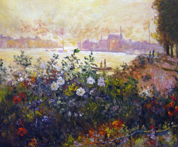 Argenteuil, Flowers By The Riverbank. The painting by Claude Monet
