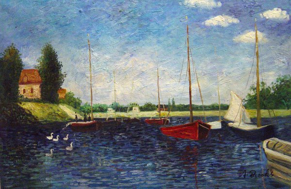 Argenteuil - Red Boats. The painting by Claude Monet