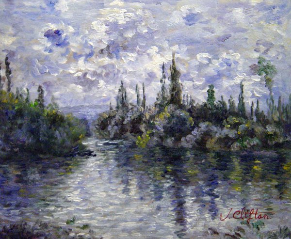 Arm Of The Seine Near Vetheuil. The painting by Claude Monet