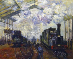 Famous paintings of Street Scenes: Arrival At Saint-Lazare Station
