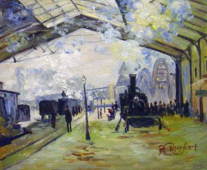 Famous paintings of Street Scenes: Arrival Of The Normandy Train, Gare Saint-Lazare