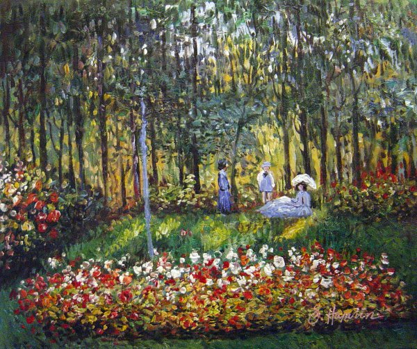 Artist's Family In The Garden. The painting by Claude Monet
