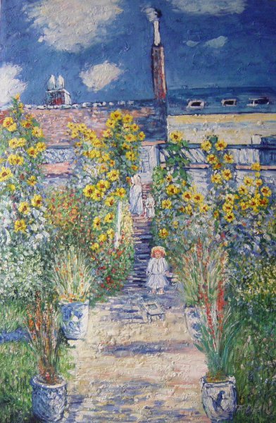 Artist's Garden At Vetheuil. The painting by Claude Monet
