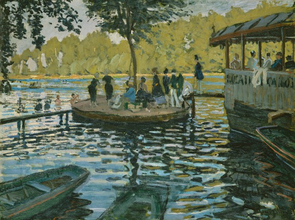 At La Grenouillere. The painting by Claude Monet