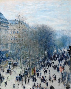 Famous paintings of Street Scenes: At the Boulevard des Capucines