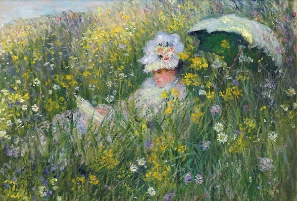 At the Meadow. The painting by Claude Monet