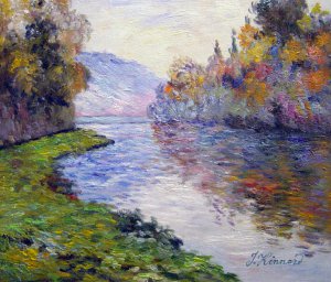 Claude Monet, Banks Of The Seine At Jenfosse-Clear Weather, Painting on canvas