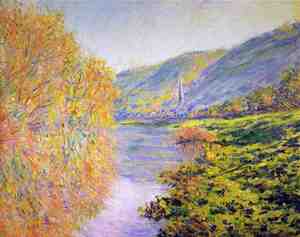 Claude Monet, Banks of the Seine at Jeufosse, Autumn, Painting on canvas