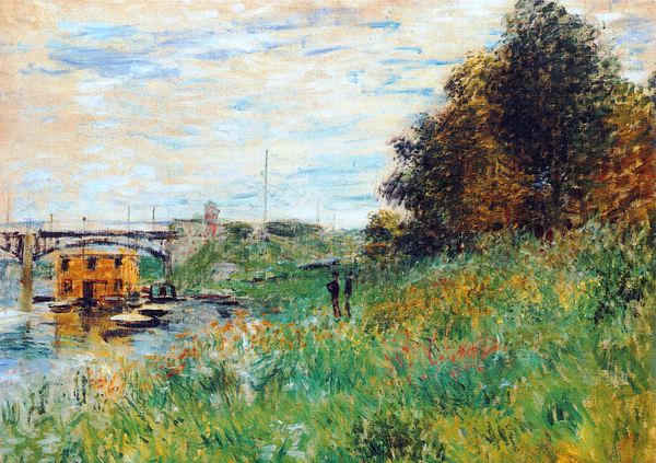 Banks of the Seine at the Argenteuil Bridge. The painting by Claude Monet