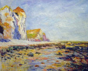 Claude Monet, Beach And Cliffs At Pourville, Morning Effect, Painting on canvas
