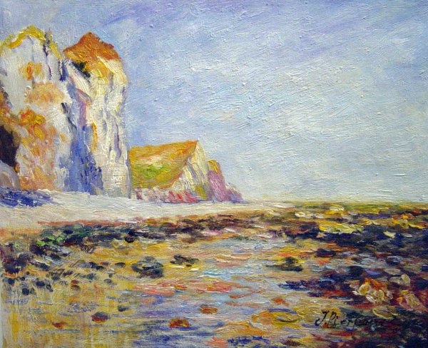 Beach And Cliffs At Pourville, Morning Effect. The painting by Claude Monet