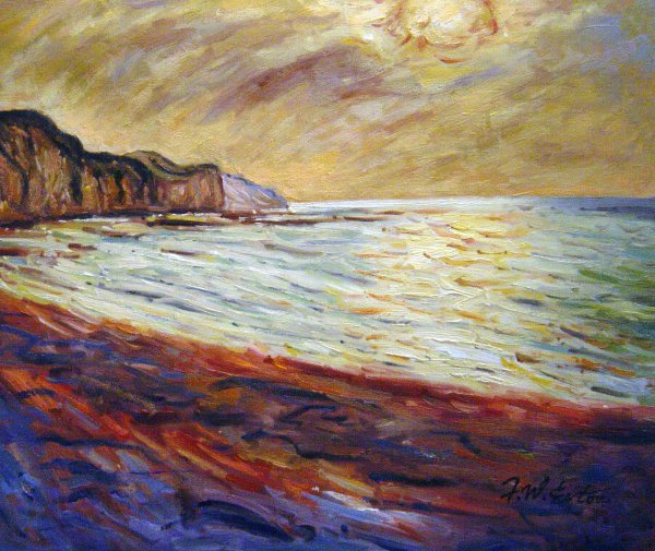 Beach At Pourville, Sunset. The painting by Claude Monet
