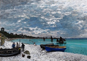 Beach at Sainte-Adresse, Claude Monet, Art Paintings