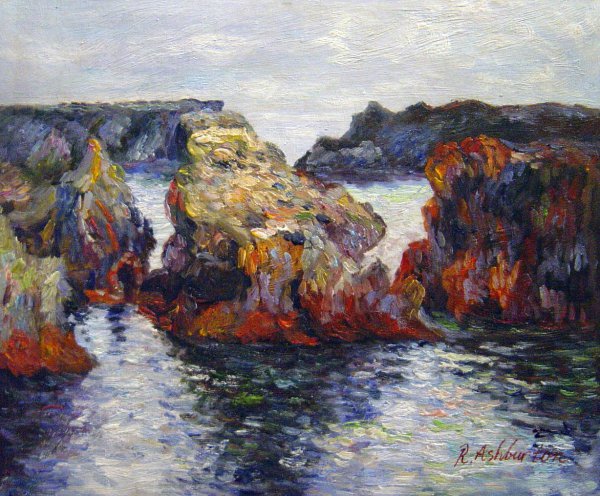 Belle-Ile, Rocks At Port-Goulphar. The painting by Claude Monet