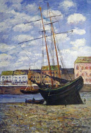 Claude Monet, Boat At Low Tide At Fecamp, Painting on canvas