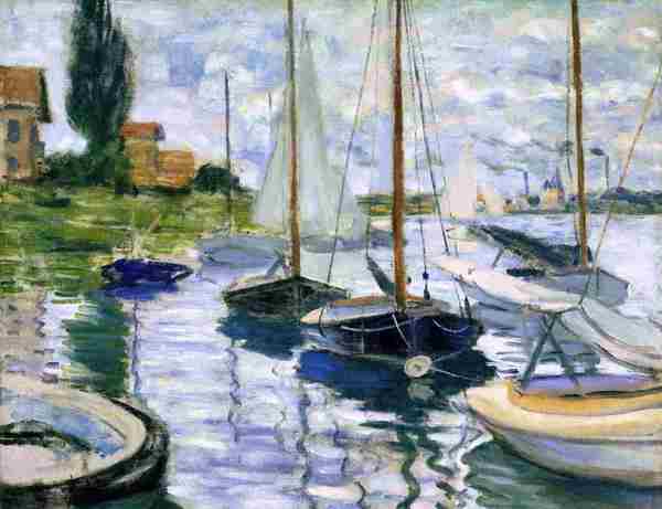 Boats at Rest, at Petit-Gennevilliers. The painting by Claude Monet