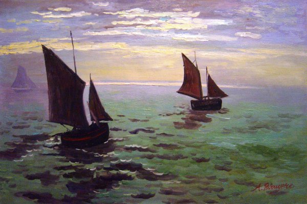 Boats Leaving The Harbor. The painting by Claude Monet