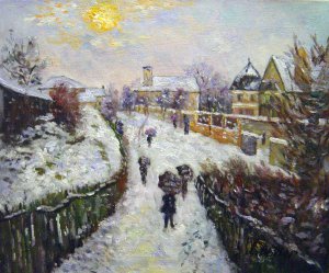 Famous paintings of Street Scenes: Boulevard St. Denis, Argenteuil, Snow Effect