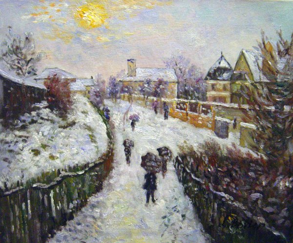 Boulevard St. Denis, Argenteuil, Snow Effect. The painting by Claude Monet