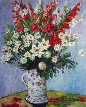 Bouquet of Gladiolas, Lilies And Daisies, Claude Monet, Art Paintings